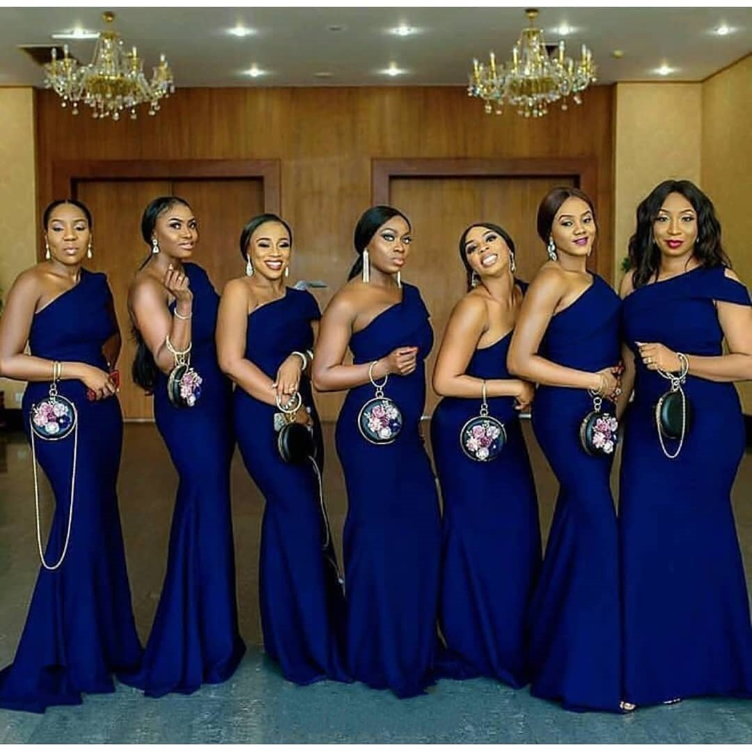 Roycebridal Mermaid One Shoulder Stain Royal Blue Bridesmaid Dresses