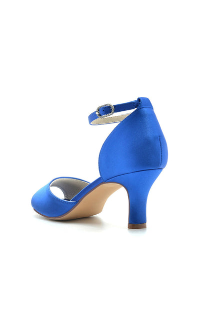 Peep Toe One-strap Buckle Chunky Heel Pumps