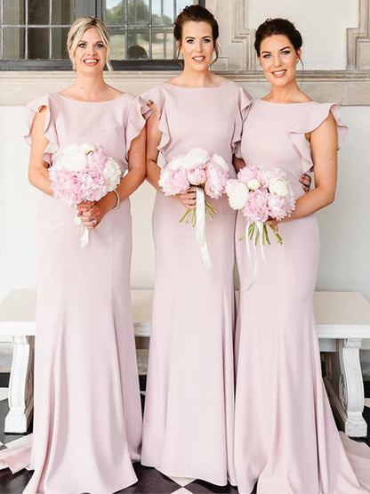 Roycebridal Floor Length Mermaid Jewel Pink Bridesmaid Dresses