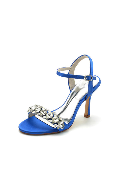 Simple Single Strap Open Toe Beaded Stiletto Sandals