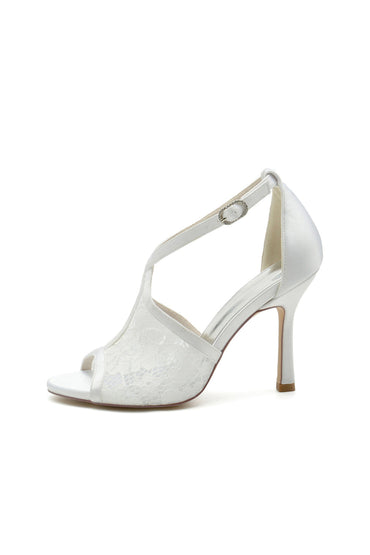 Roycebridal Elegant Simple Open Point Toe Lace Wedding Shoes