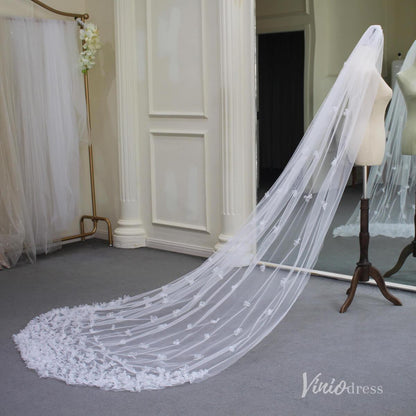 3D Floral Bridal Veil AC1293-Veils-Viniodress-Ivory-Viniodress