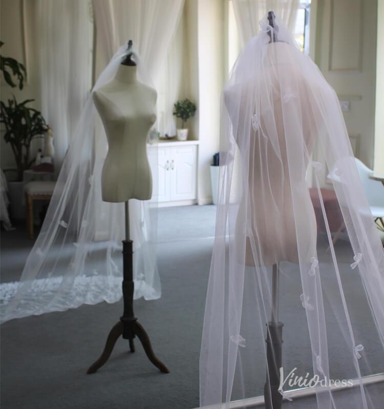 3D Floral Bridal Veil AC1293-Veils-Viniodress-Ivory-Viniodress