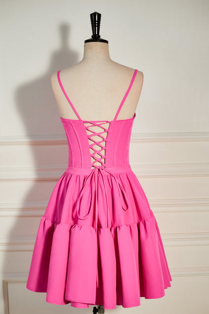 Mabel |A-line Ruffled Lace-Up Homecoming Dress