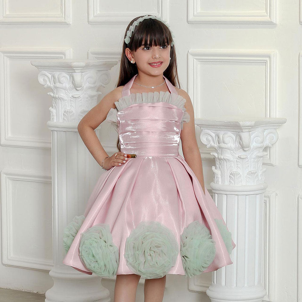 Roycebridal Luxury Pink Arabic Girl Dress Handmade Flowers Kids Princess Birthday Wedding Party Children Holiday Gown 2025 J195