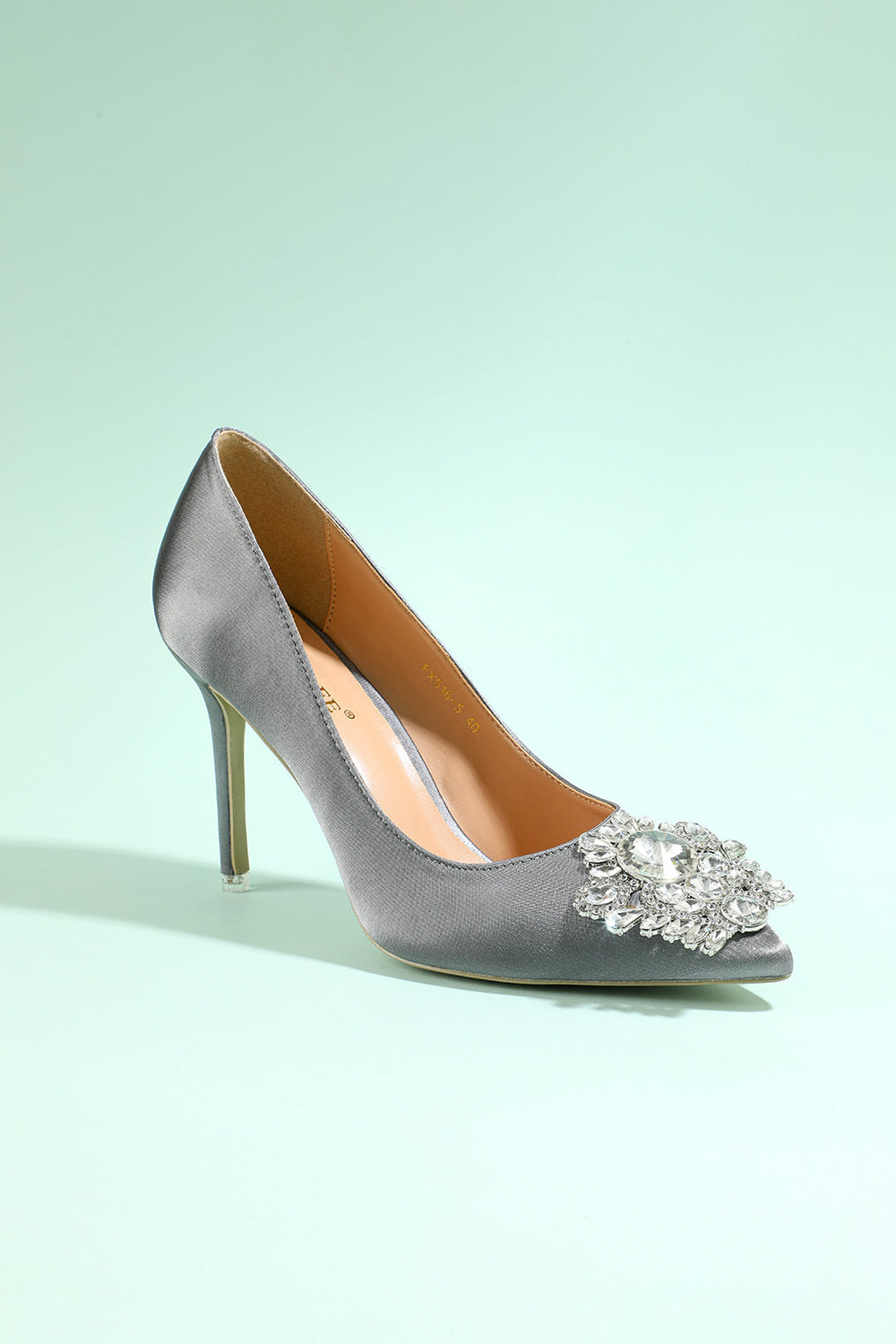 Roycebridal Grey Rhinestone Party Shoes