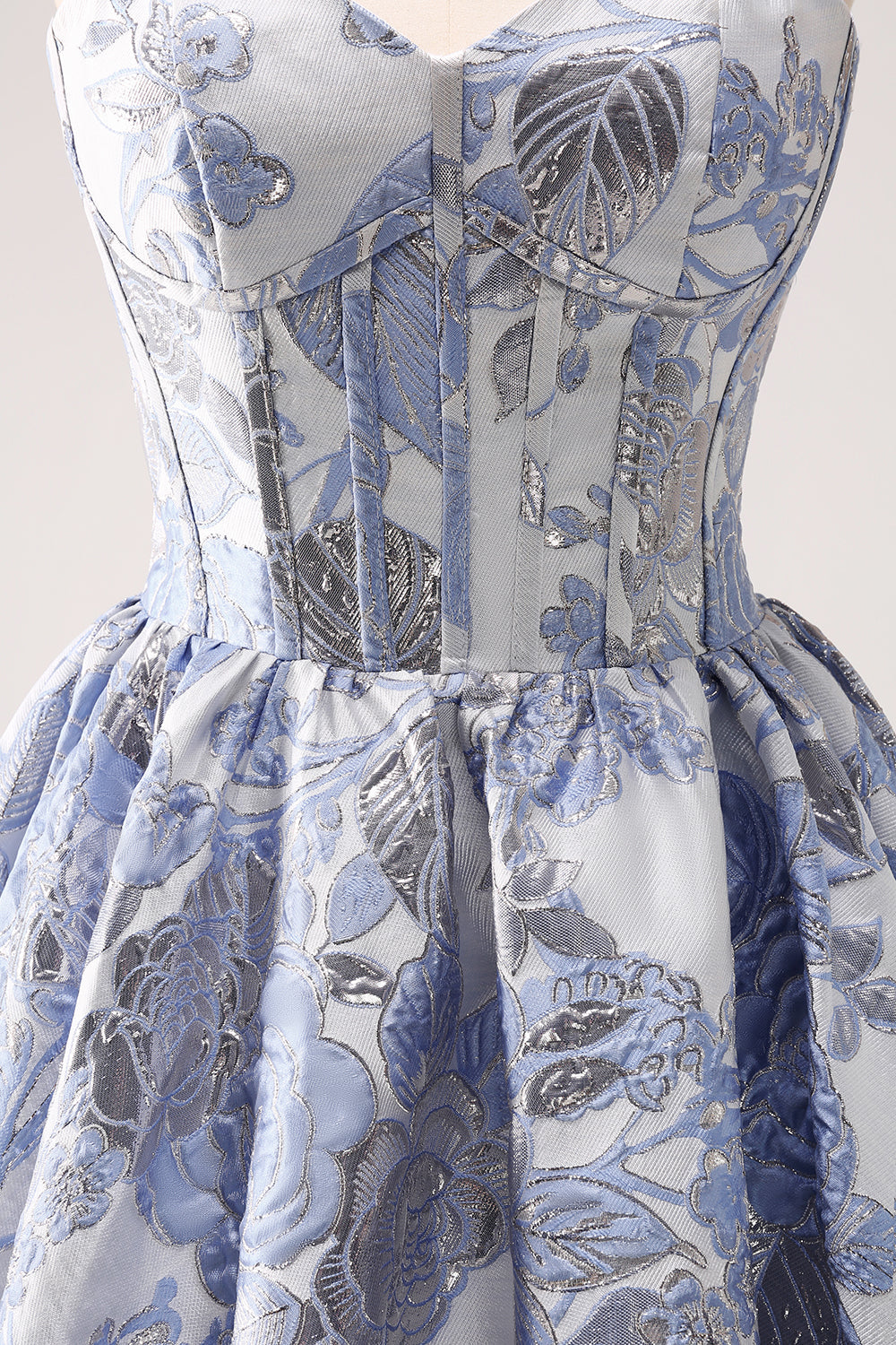 Cute Blue A Line Sweetheart Print Corset Short Homecoming Dress with Ruffles