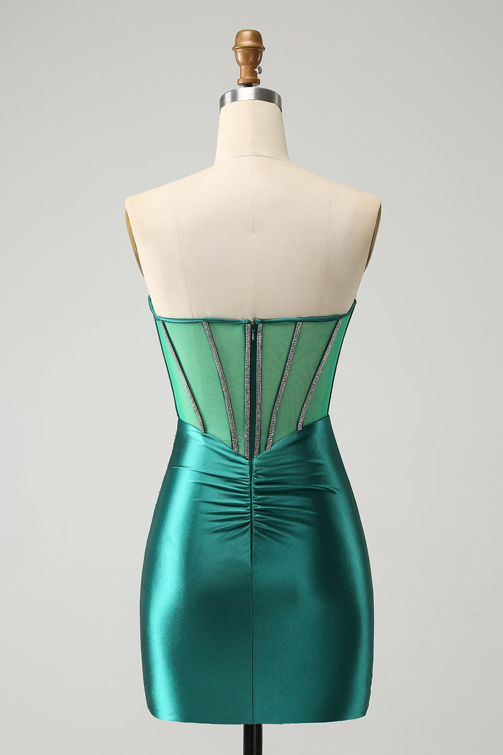 Unique Dark Green Sweetheart Pleated Corset Short  Tight Homecoming Dress with Beading