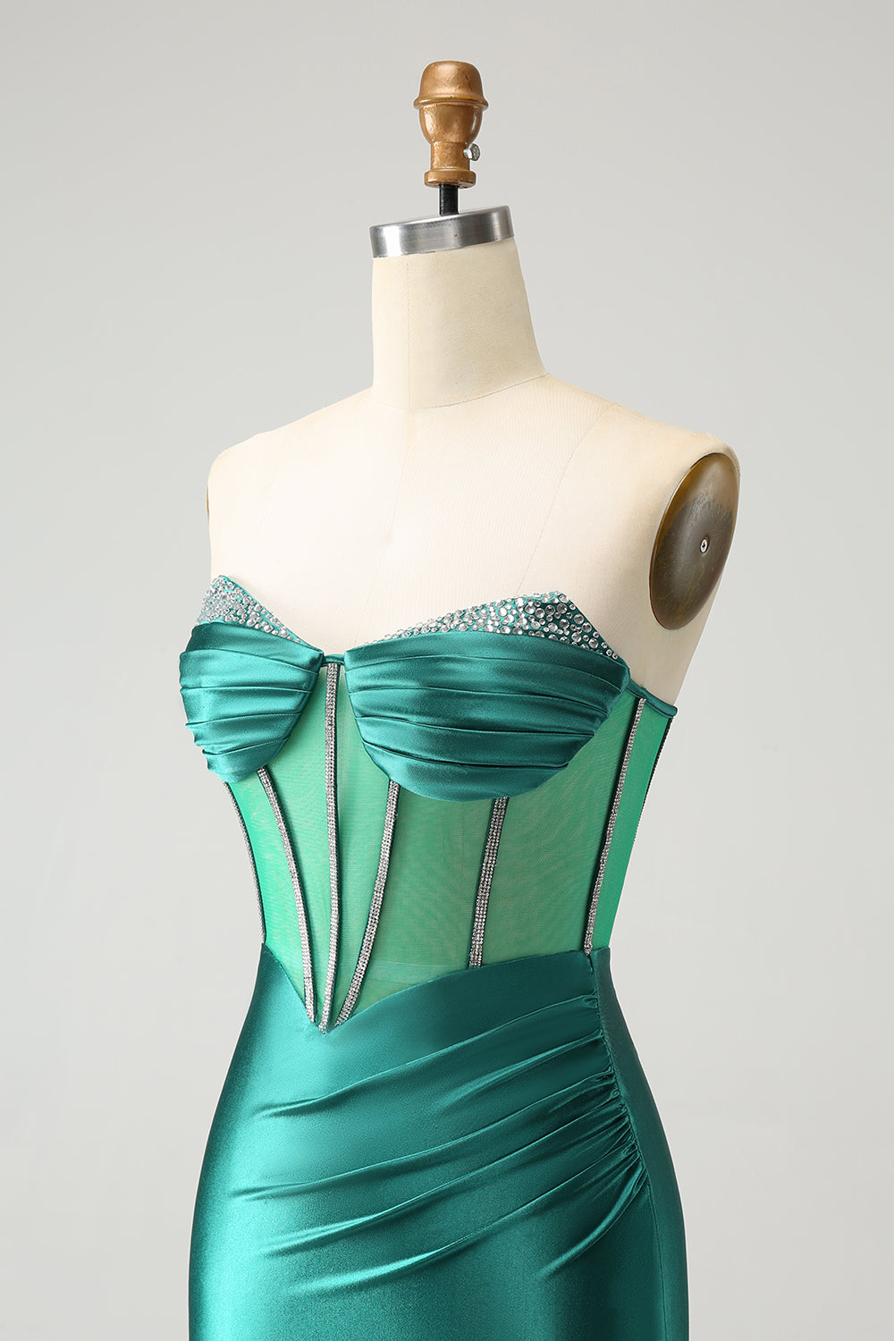 Stylish Dark Green Bodycon Sweetheart Pleated Corset Short Homecoming Dress with Beading