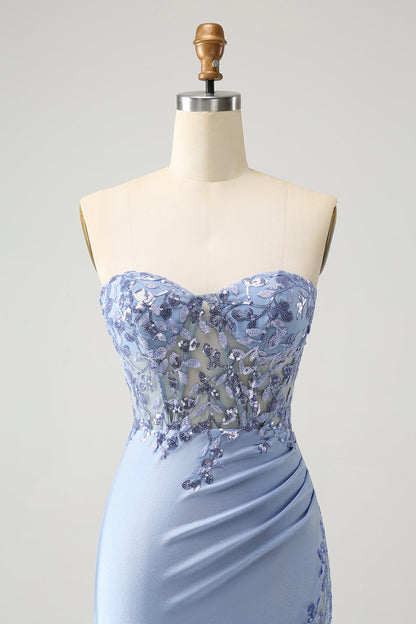 Stylish Lilac Bodycon Sweetheart Corset Short Homecoming Dress with Sequins