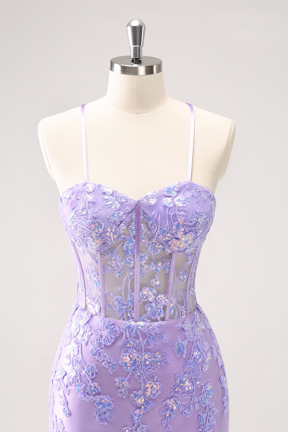 Sparkly Blue Spaghetti Straps Sequin Corset Tigtht Homecoming Dress with Appliques