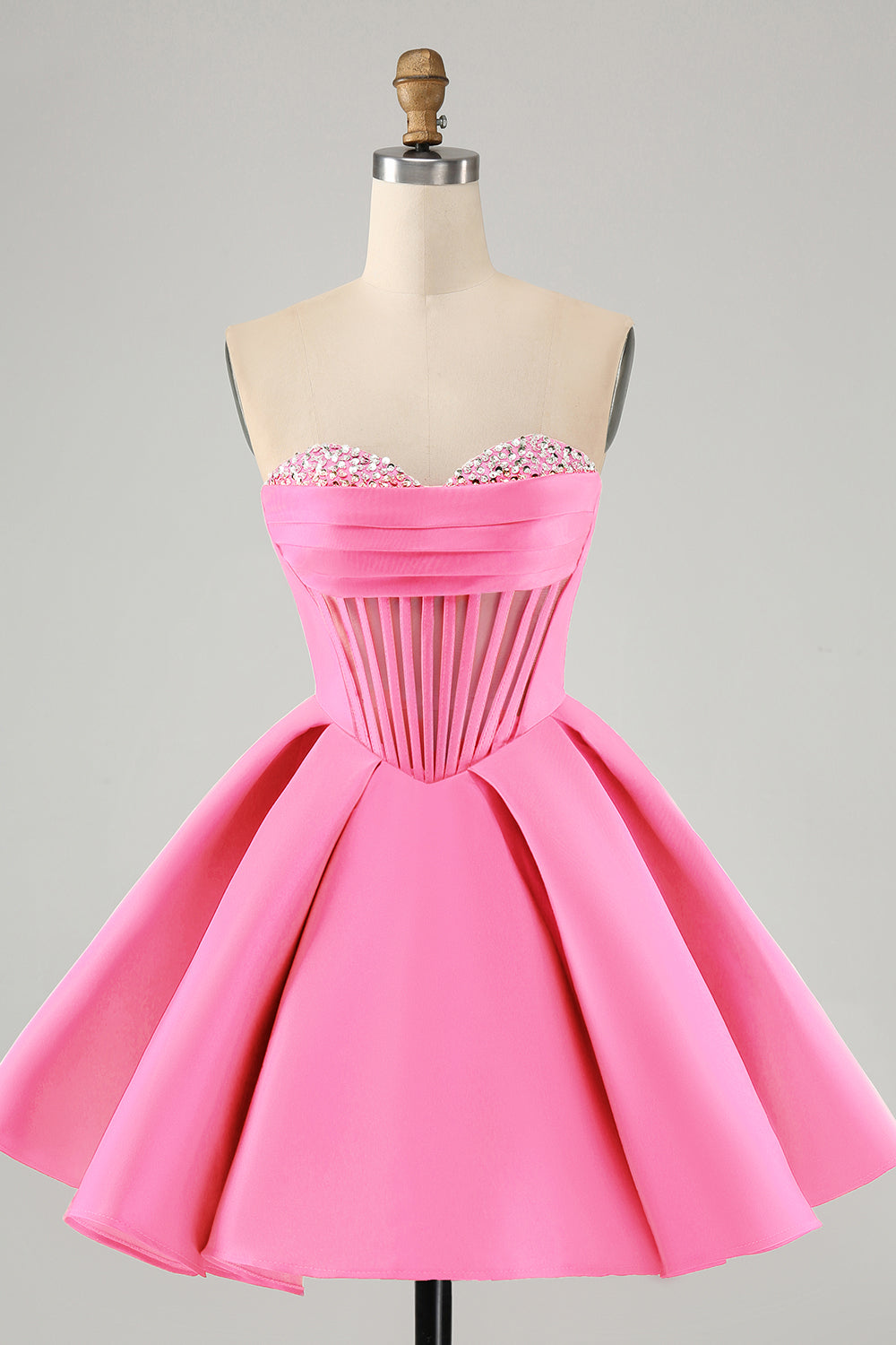 Cute A Line Sweetheart Corset Short Fuchsia Homecoming Dress with Beading