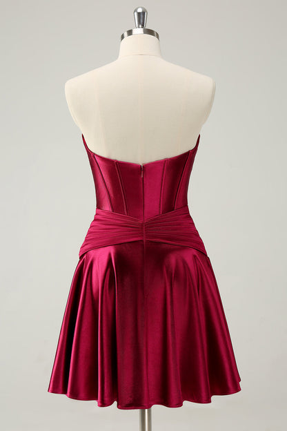 Cute Fuchsia A Line Sweetheart Criss Cross Corset Homecoming Dress with Ruffles