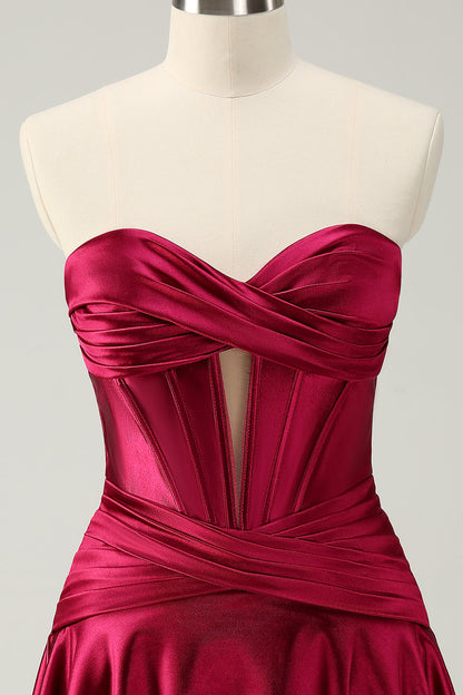 Cute Fuchsia A Line Sweetheart Criss Cross Corset Homecoming Dress with Ruffles