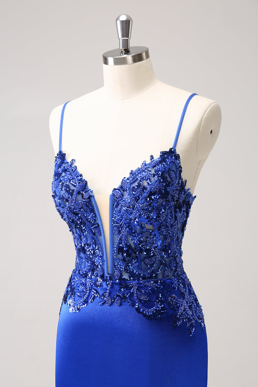 Royal Blue Tight Ruched Lace Up Back Short Homecoming Dress with Beading