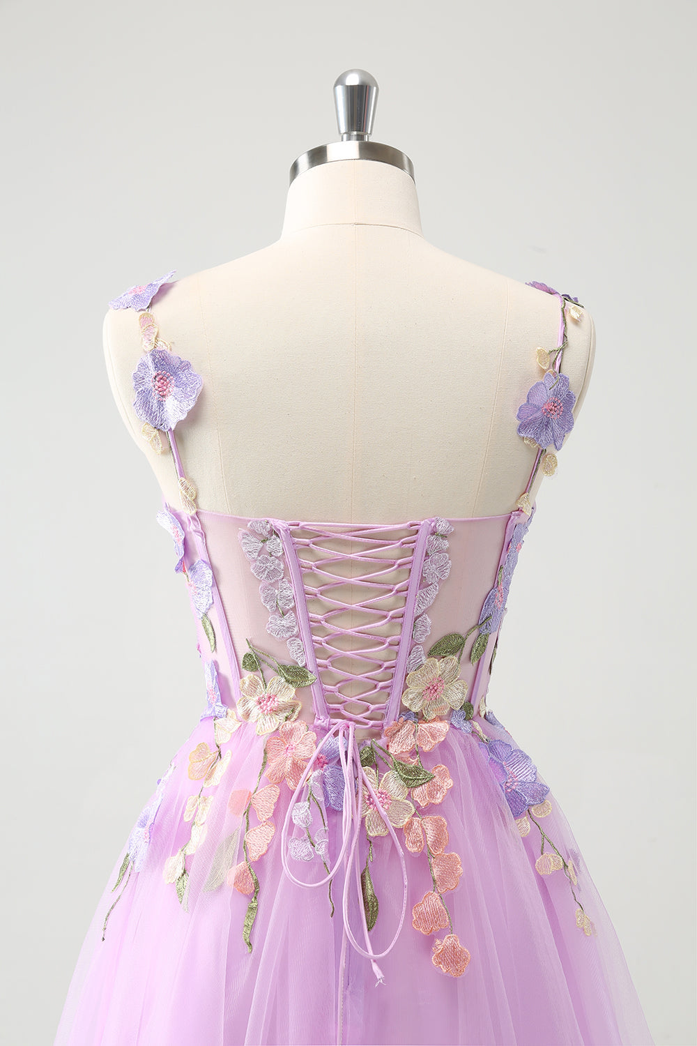 Gorgeous Purple A Line Spaghetti Straps Short Homecoming Dress with 3D Flowers