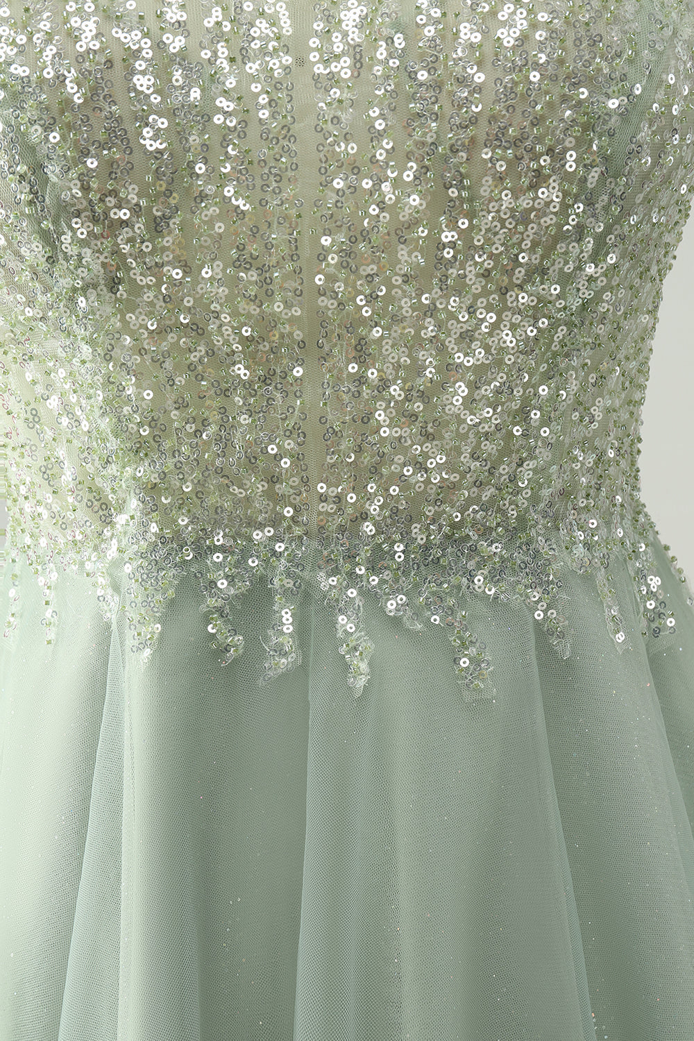 Dusty Green A Line Halter Short Homecoming Dress with Sequins