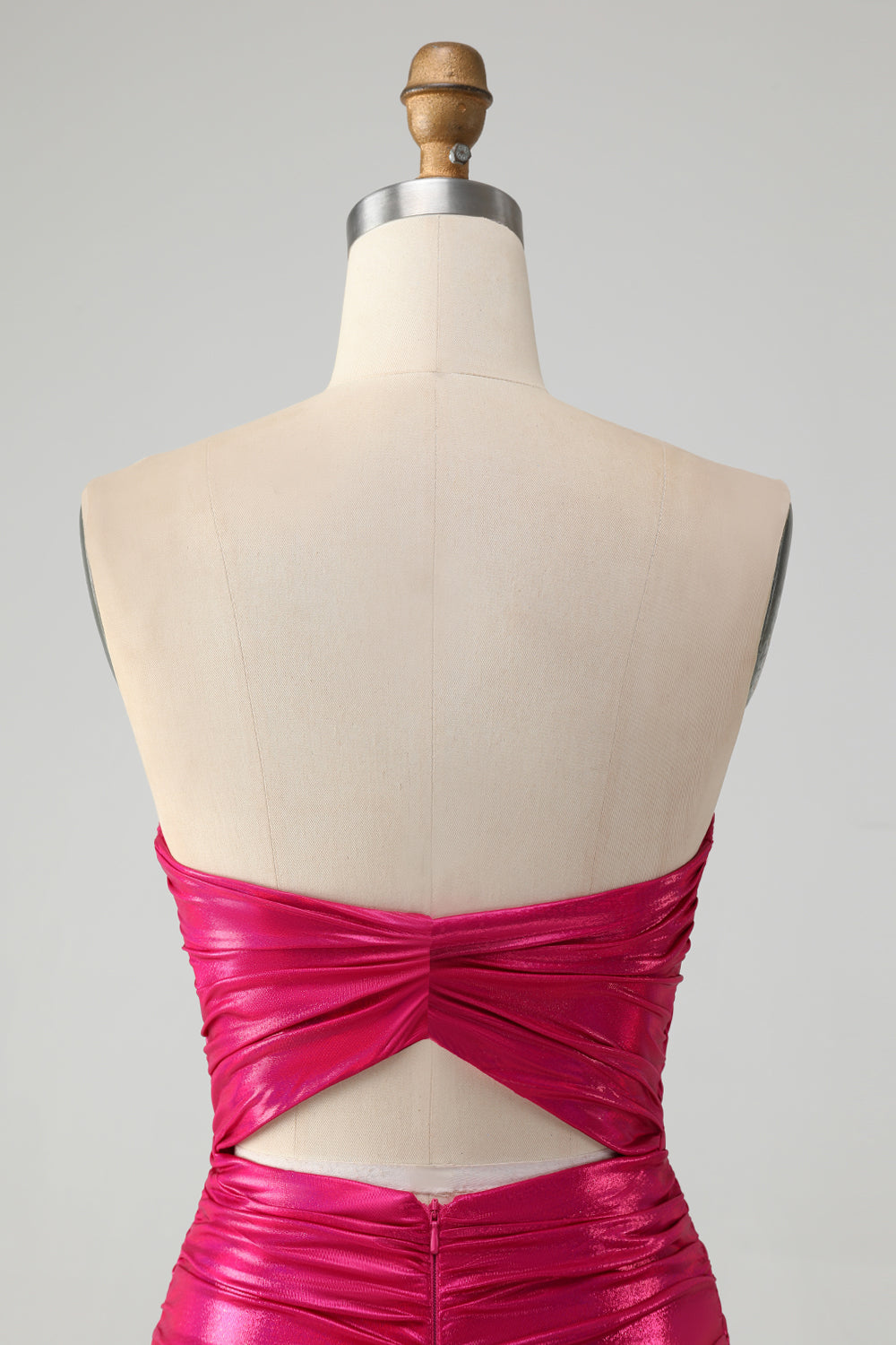 Chic Strapless Keyhole Pleated Fuchsia Tight Homecoming Dress