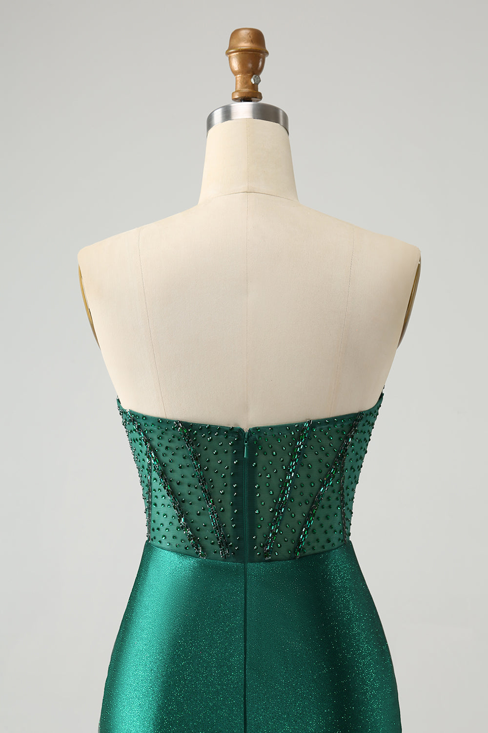 Classy Sparkly Dark Green Tight Strapless Short Homecoming Dress with Beading