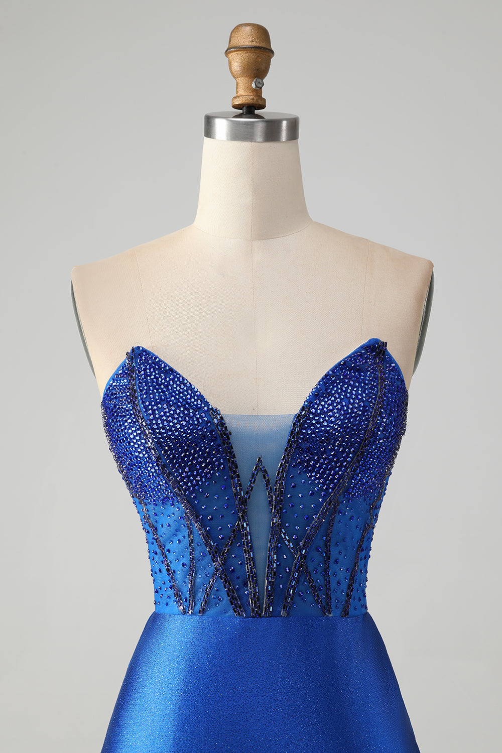 Classy Sparkly Royal Blue Tight Strapless Short Homecoming Dress with Beading