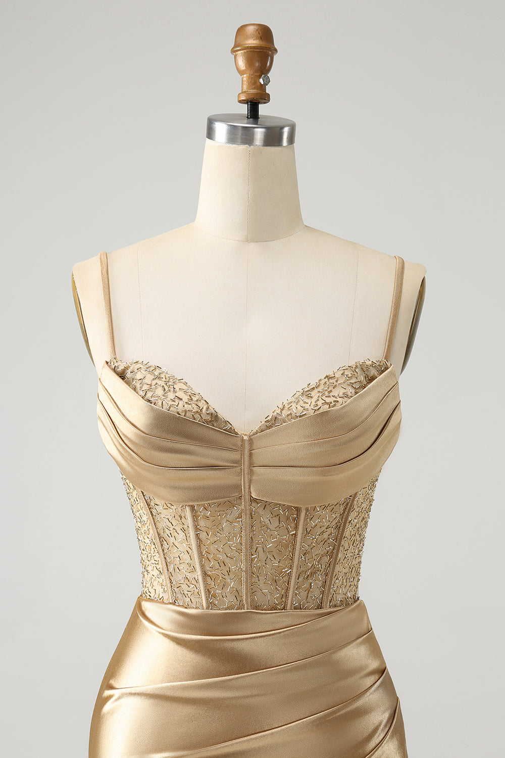 Classy Gold Bodycon Corset Short Homecoming Dress with Lace Up Back