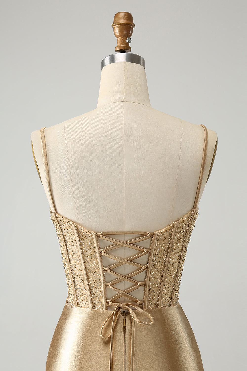 Classy Gold Bodycon Corset Short Homecoming Dress with Lace Up Back