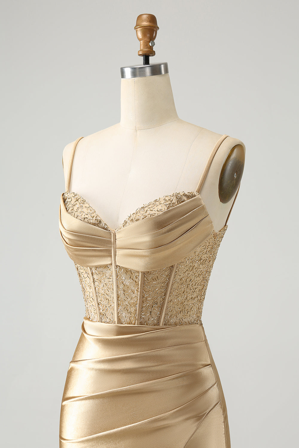 Classy Gold Bodycon Corset Short Homecoming Dress with Lace Up Back