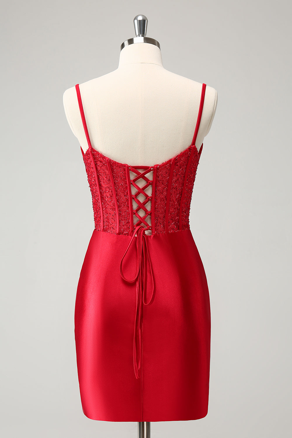 Classy Red Bodycon Corset Short Homecoming Dress with Lace Up Back