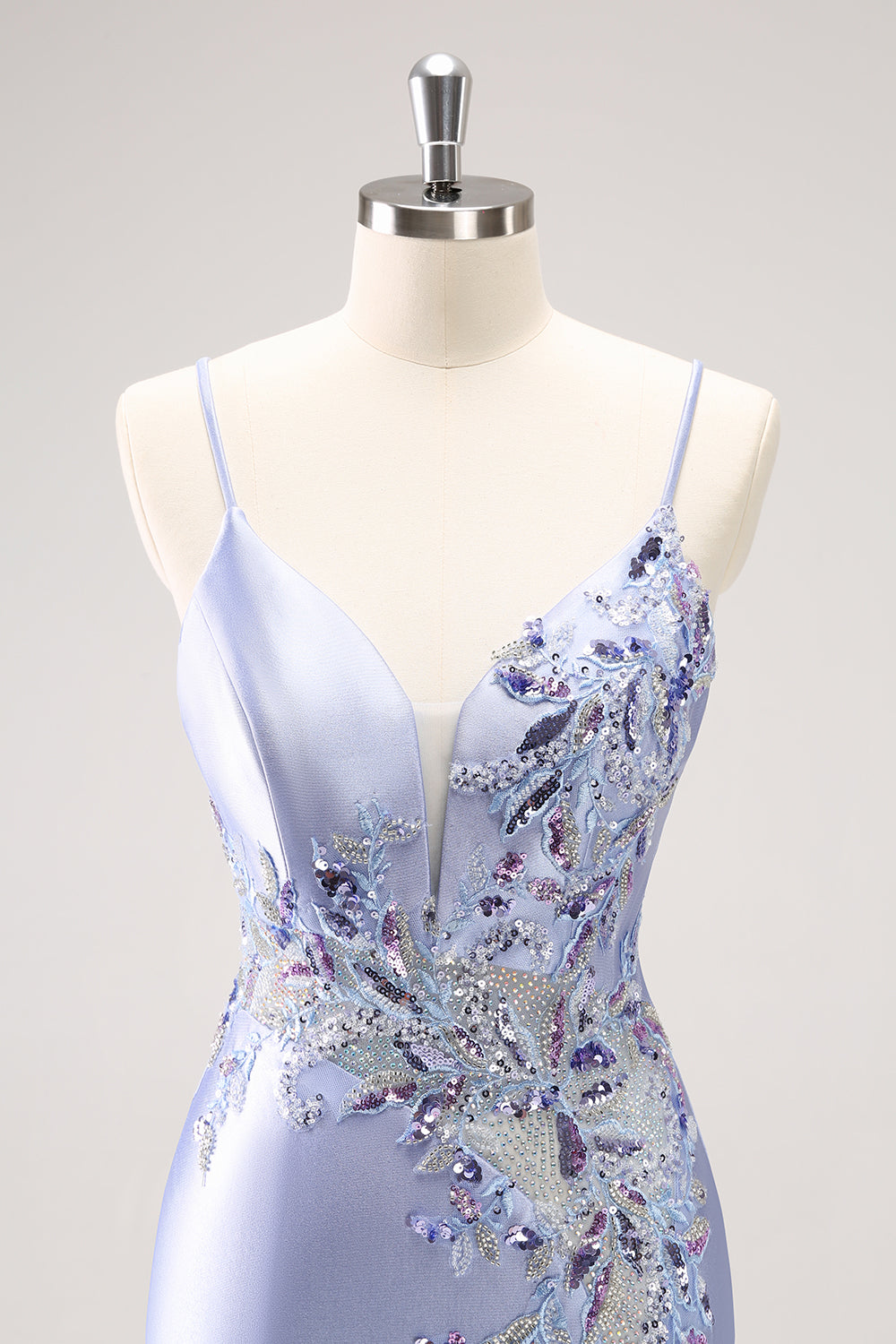 Sparkly Blue Spaghetti Straps Corset Sequin Tight Homecoming Dress with Beading