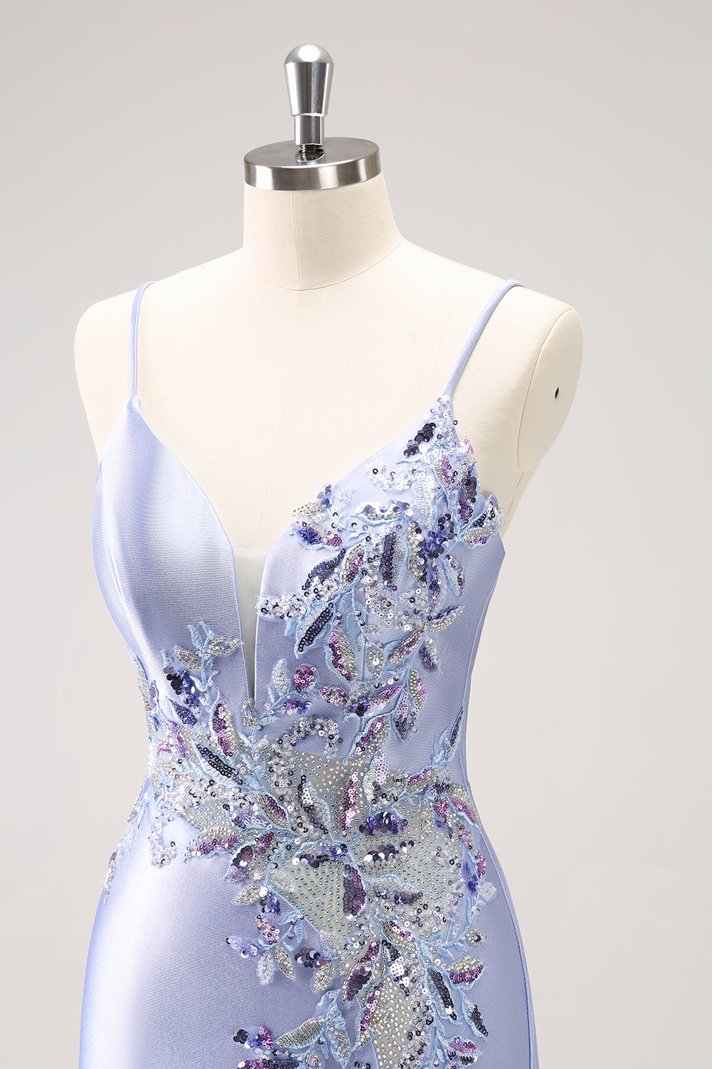 Sparkly Blue Spaghetti Straps Corset Sequin Tight Homecoming Dress with Beading