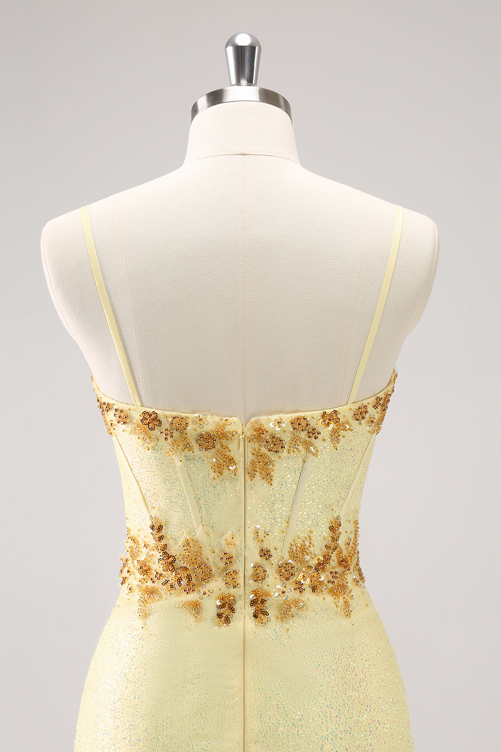 Sparkly Yellow Bodycon Corset Short Homecoming Dress with Beading