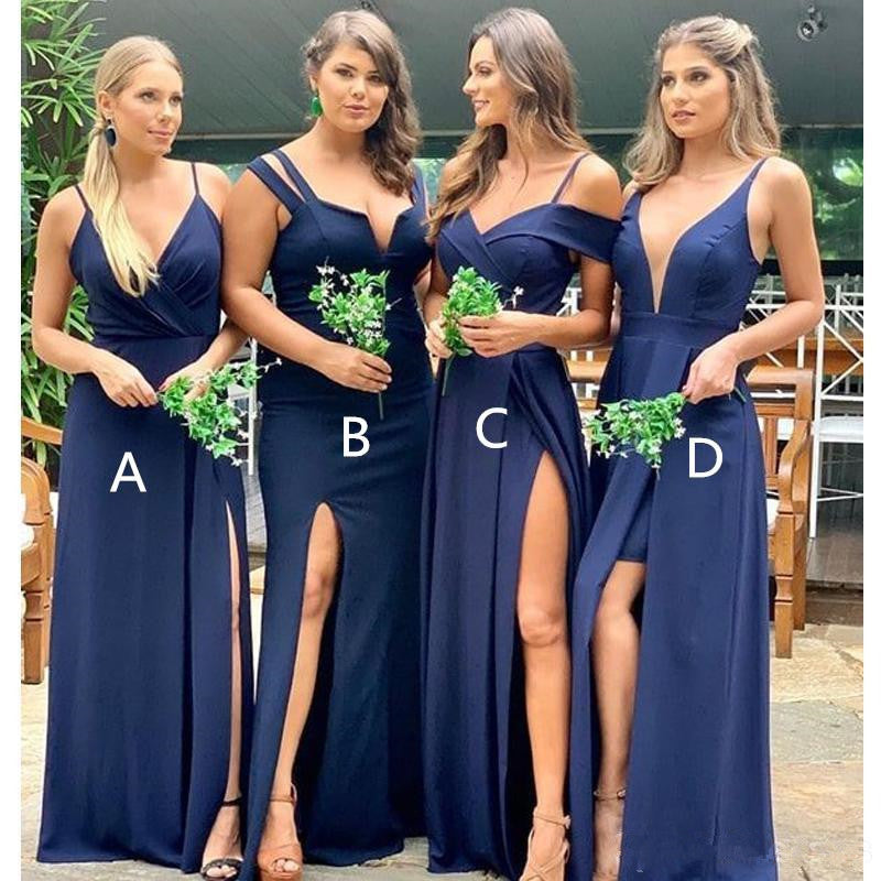 Roycebridal Cheap Mismatched Mermaid Navy Blue Bridesmaid Dresses