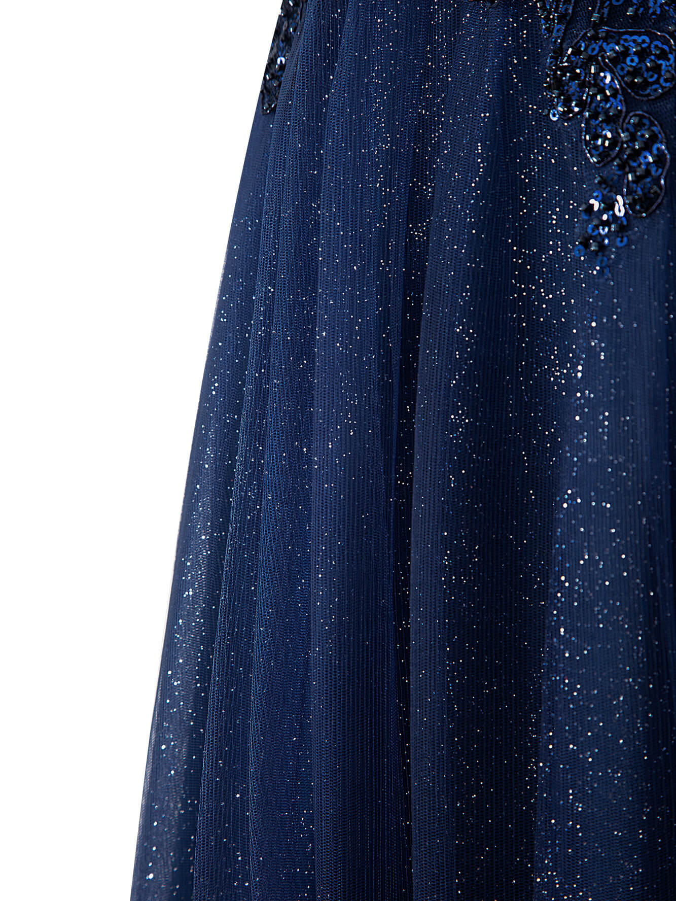 Roycebridal Emily Navy Blue | A-line Floor Length Glitter Tulle Prom Dress