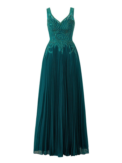 Roycebridal Abigail Dark Green | A-line V-neck Chiffon Prom Dress