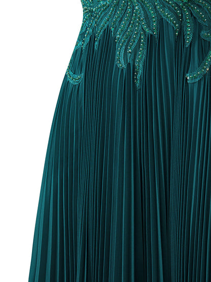 Roycebridal Abigail Dark Green | A-line V-neck Chiffon Prom Dress