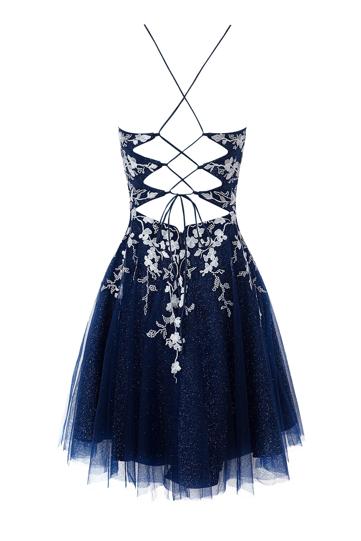 Bella | Aline Short Glitter Tulle Homecoming Dress with Appliques