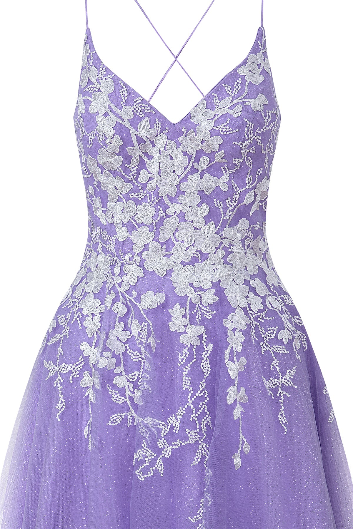 Bella | Aline Short Glitter Tulle Homecoming Dress with Appliques