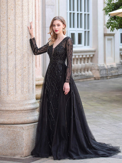 Roycebridal A-line Fashion Luxurious Formal Evening Dresses Long Sleeveless Floor Length