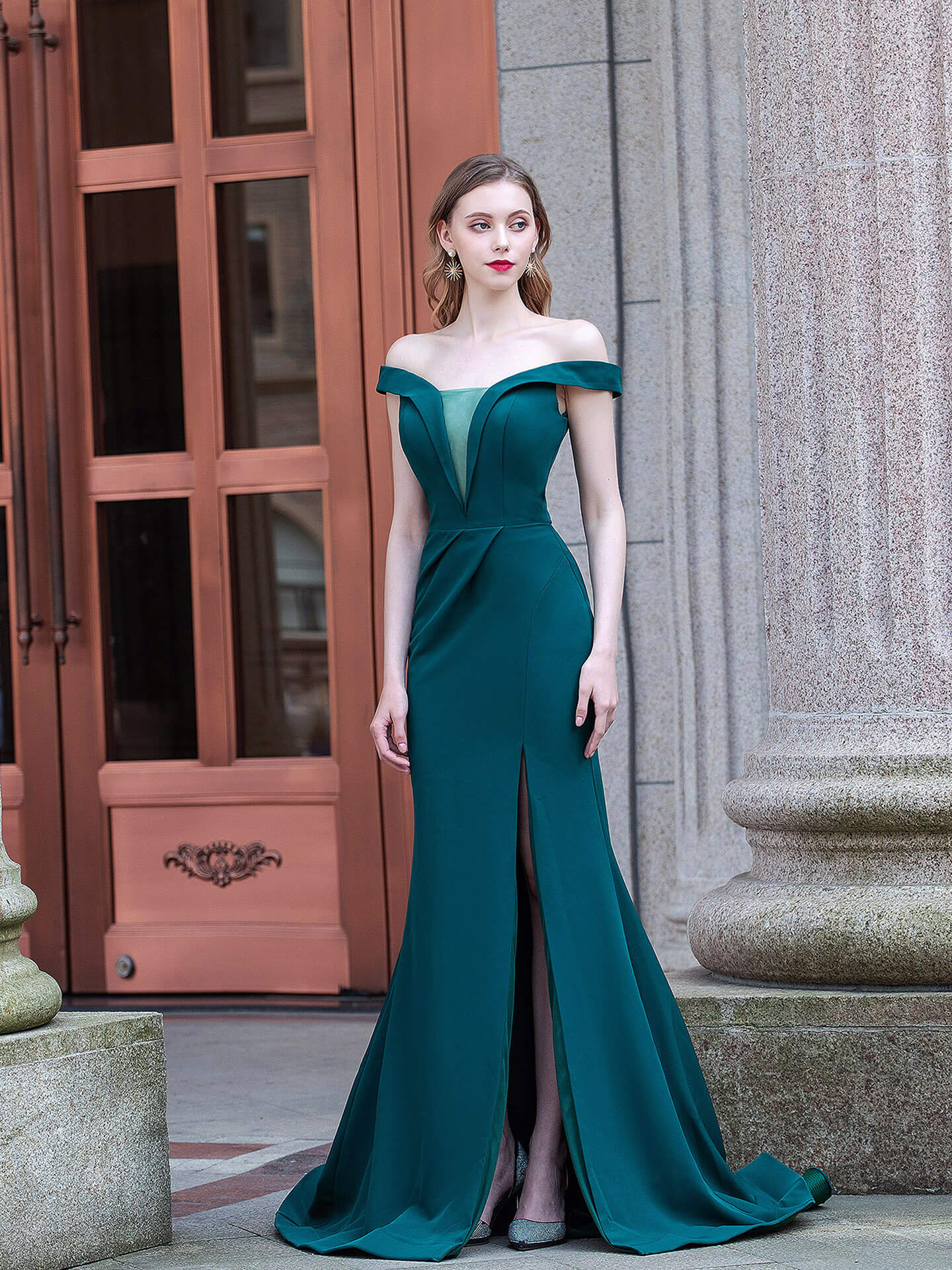 Roycebridal Mermaid / Column Elegant Fashion Formal Evening Dresses Off Shoulder Sleeveless Floor Length