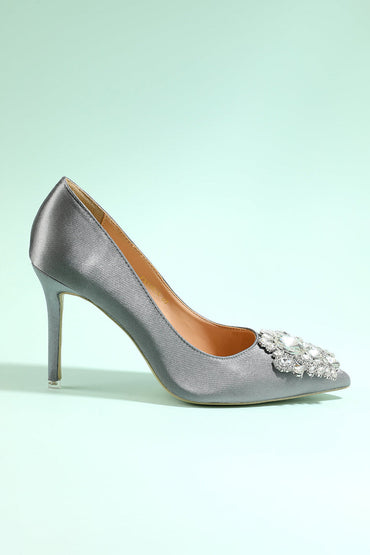 Roycebridal Grey Rhinestone Party Shoes