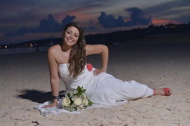 Chiffon Sheath Sweetheart Beach Wedding Dress With Ruffle Sweep Train, MW129 at musebridals.com