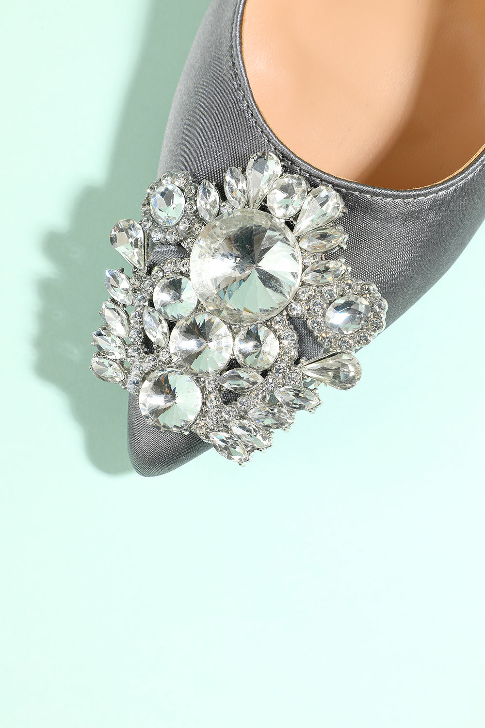 Roycebridal Grey Rhinestone Party Shoes