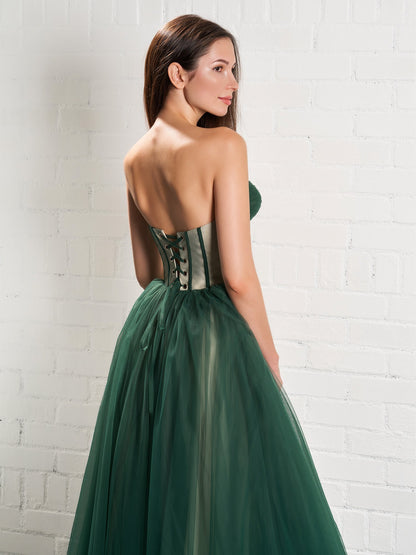 Strapless Puffy Midi Tulle Dress