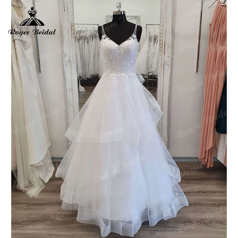 Roycebridal BRIDE,BRIDE EXPLORE All Wedding Dresses,BRIDE EXPLORE Custom Wedding Dresses 👗,BRIDE EXPLORE Plus SizeA Line Boho Sleeveless V Neck Lace Appliques Backless Wedding Dress Princess 2025 Vestido Civil Bridal Beach Boho Wedding Gowns