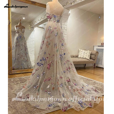 Roycebridal Print Flower A-Line Lace Applique Wedding Dress For Women Sleevless Sweetheart Bridal Gown for Bridal  Vestido