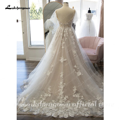 Roycebridal Lace Bodice Tulle Wedding Dress with Cap Sleeve Women Bridal Gown Backless Custom Made sukienka na wesele