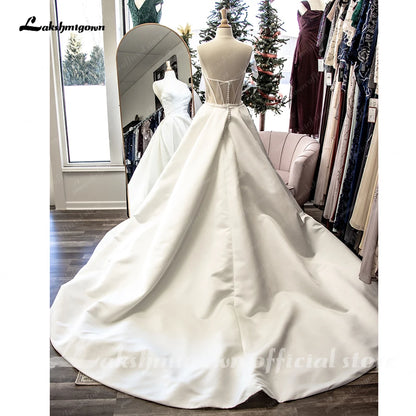 Roycebridal Princess Bridal Satin Wedding Dresses For Women with Dectachable Skirt  Sweetheart Pleat Bridal Gowns