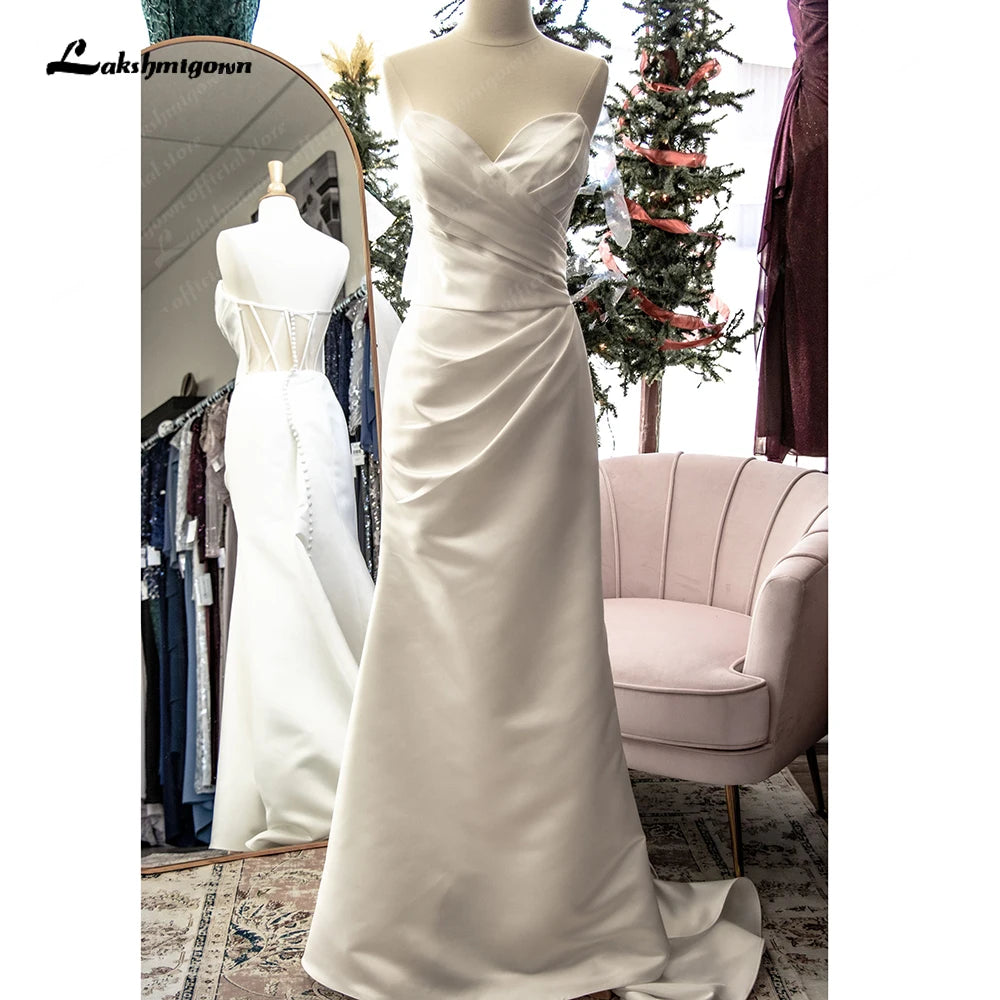 Roycebridal Princess Bridal Satin Wedding Dresses For Women with Dectachable Skirt 2024 Sweetheart Pleat Bridal Gowns