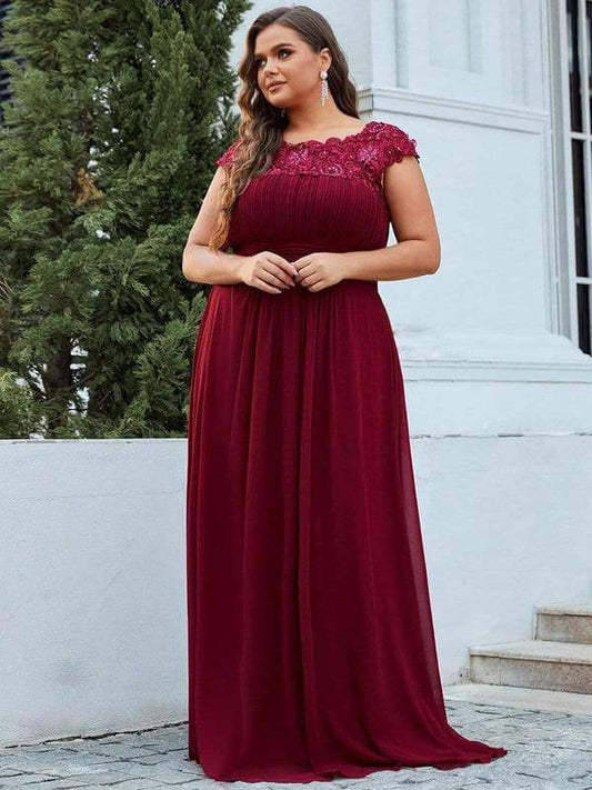 Allanah cap sleeve lace and chiffon bridesmaid dress darker colors - Bay Bridesmaid