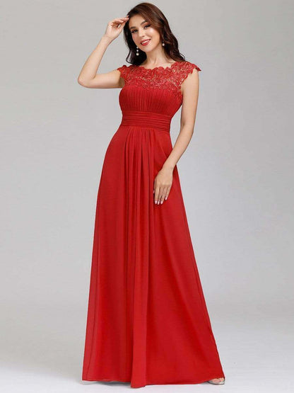 Allanah cap sleeve lace and chiffon bridesmaid dress darker colors - Bay Bridesmaid